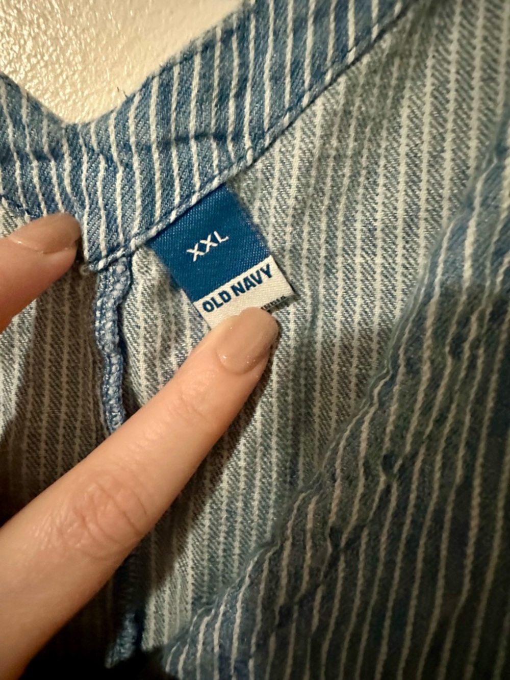 Old Navy Light Blue and White Striped Sleeveless Button Dress - Picture 2 of 3